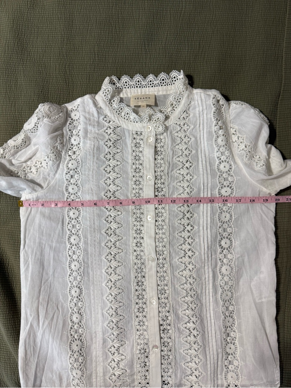 Sezane Rym Shirt Blouse Ecru White Embroidered Size 36 US 4 - Picture 11 of 11